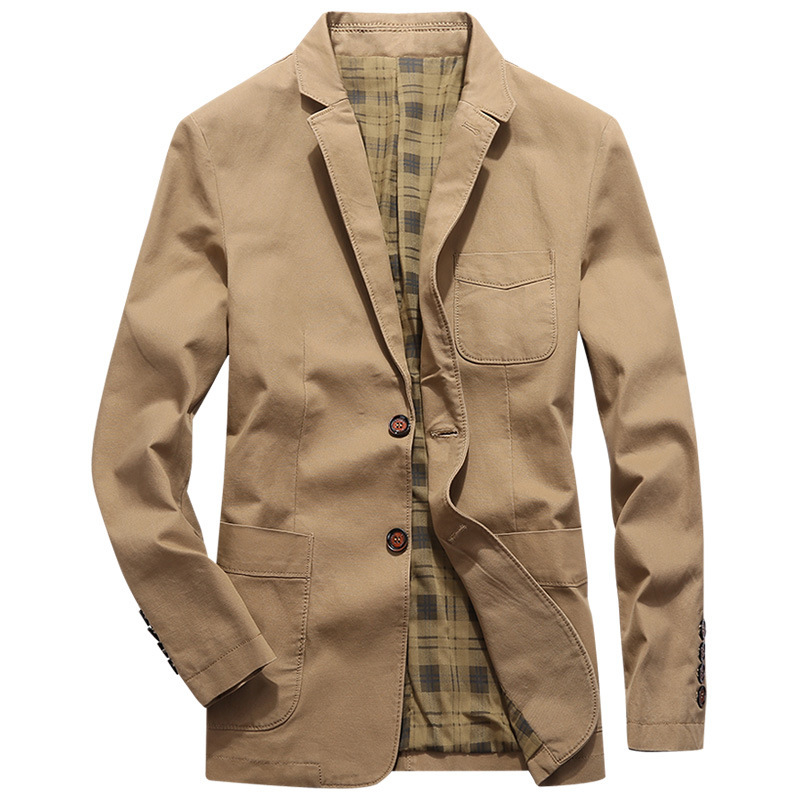 5618 middle-aged men's spring and autumn cotton suit jacket single Western casual jacket slim cotton men's small suit thin