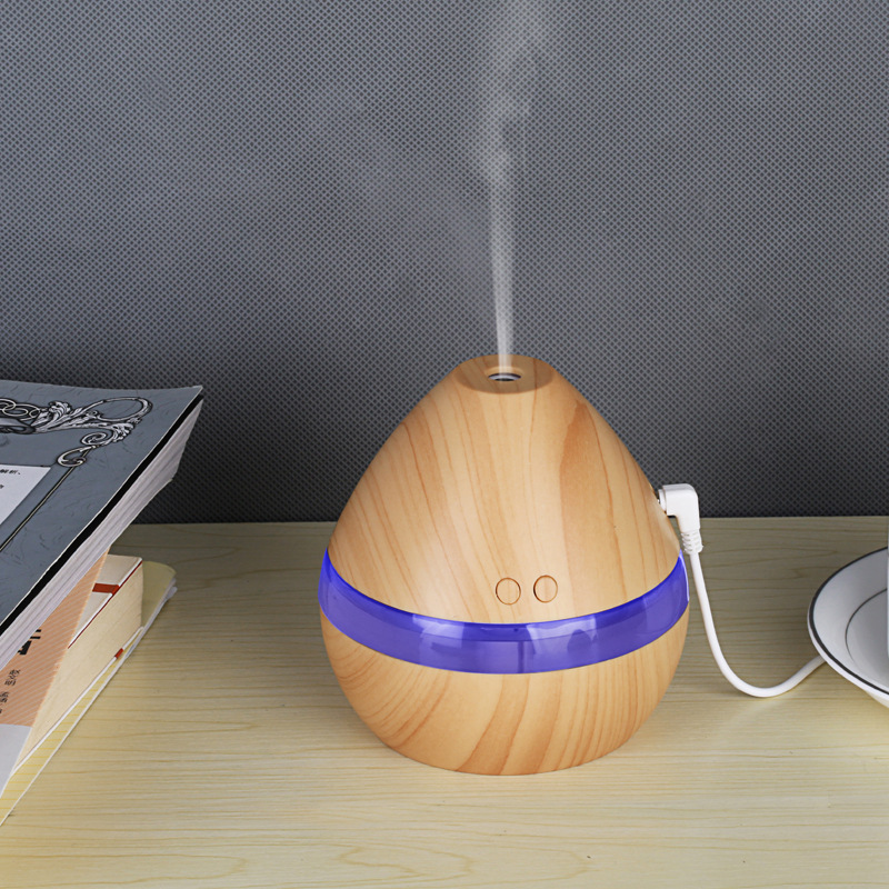 Factory direct creative USB wood grain humidifier aroma diffuser wood grain car double button with night light