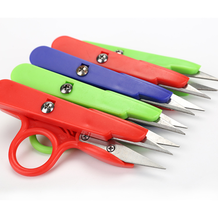 Factory wholesale color plastic handle yarn scissors cross stitch small scissors thread scissors with ring U-shaped yarn scissors multi-purpose