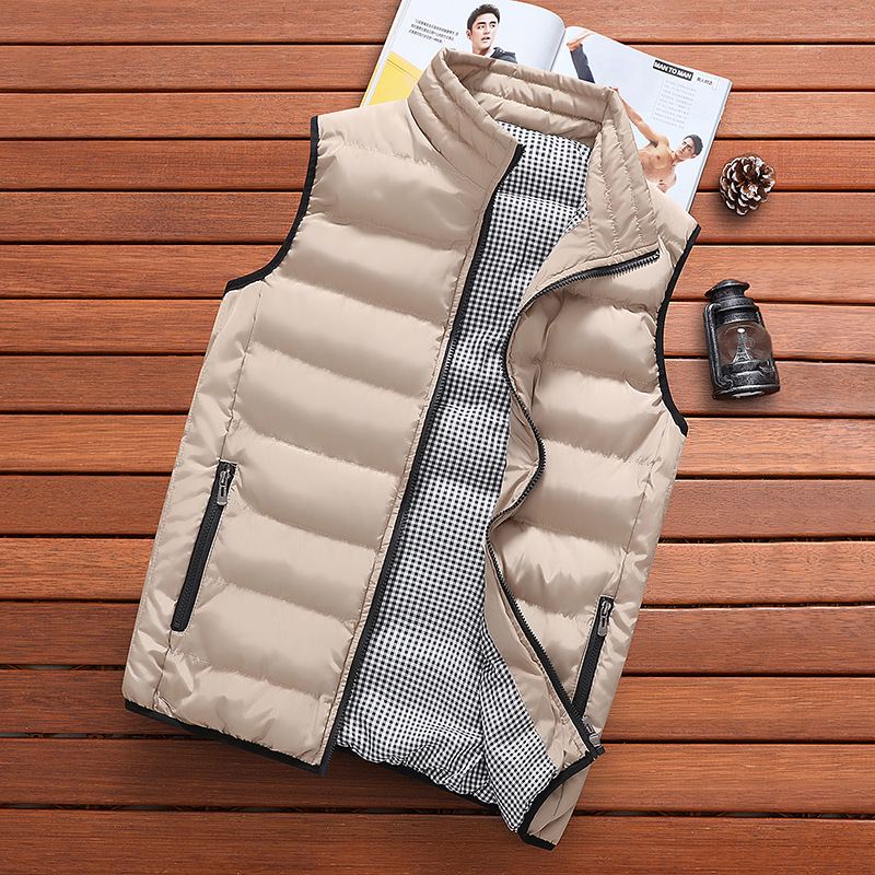 Vest Men's Autumn and Winter Collar Jacket Down Cotton Clothes Men's Loose Short Student Thickened Vest Korean Style Waistcoat