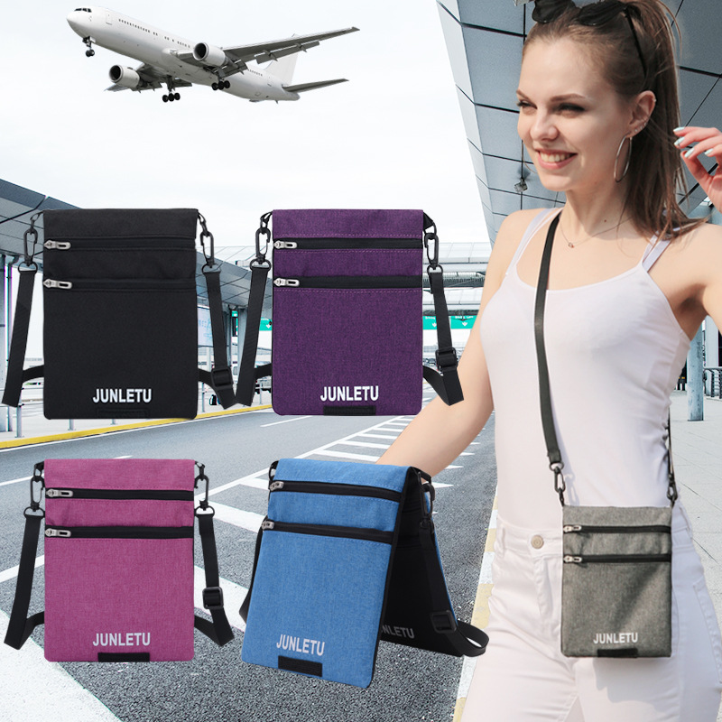 Jun Le Tu Fashion New Shoulder Crossbody Bag Waterproof Mobile Phone Bag Travel Abroad Certificate Passport Neck Bag