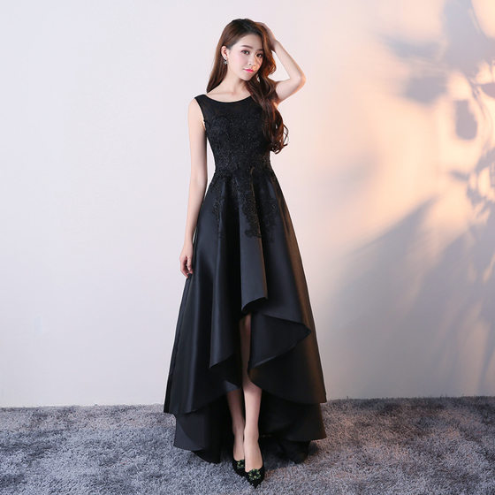 European and American ebay dress women's 2023 New elegant black evening dress banquet graduation season party dress