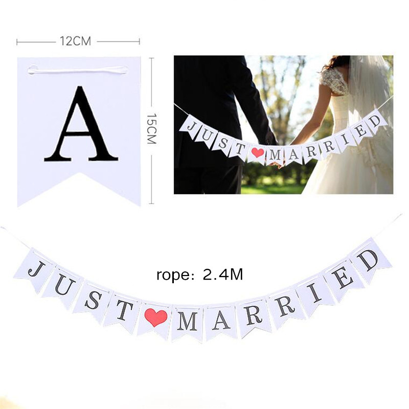 JUST MARRIED Alphabet Fishtail Flag Stage Birthday Party Wedding Wedding Room Decoration Vintage Creative Flower