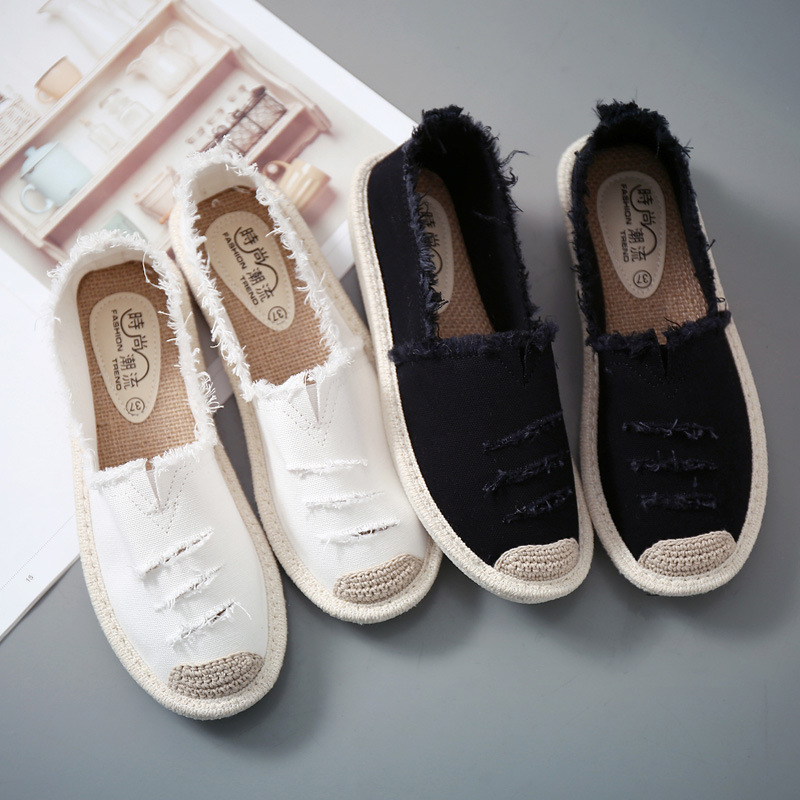 Summer Breathable Fisherman Shoes Women's Straw Woven Student All-match Slip-on Lazy Shoes Flat Fragrant Style New Soft Bottom Women's Shoes