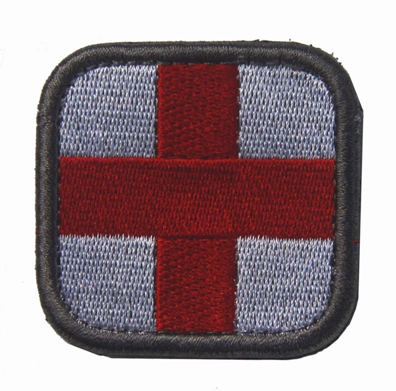 Haike Outdoor Rescue Bag Sticker Cross Tactical Medical Badge Emergency Rescue Backpack Stamp Embroidered Velcro Stamp