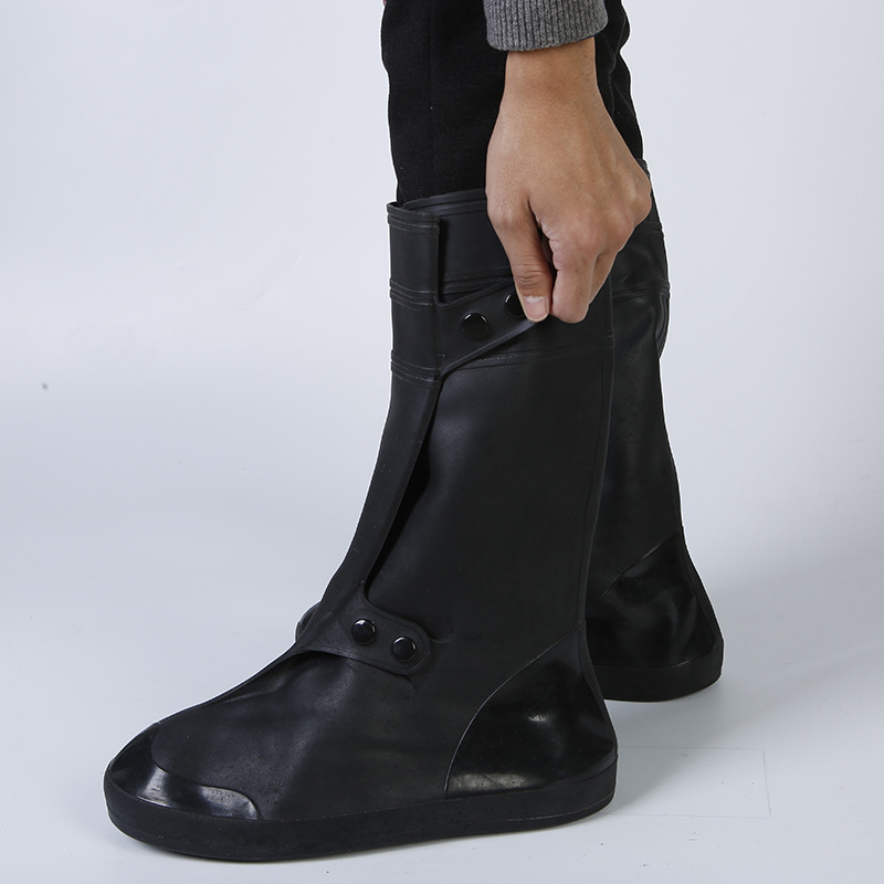 Rainproof Shoe Cover for Men and Women Waterproof Rainy Day Thickened Non-Slip Wear-Resistant Bottom Adult Rain Shoe Cover Black High Barrel Snow-Resistant Shoe Cover