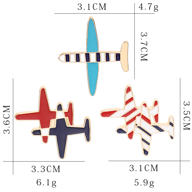 Europe and the United States cross-border wish New brooch trend personalized alloy striped combat aircraft brooch bag clothing accessories