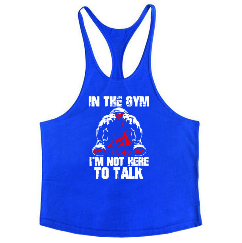 Vest men's foreign trade European size best-selling stretch cotton Sports men's vest bodybuilding fitness base Sports I-character back