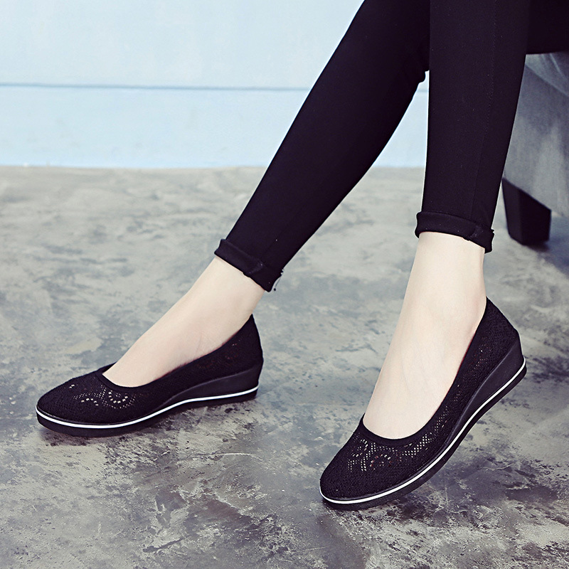 One-character Brand Nurse Shoes White Flat Mid-slope Women's Summer Beauty Shoes 2023 New Hollow Breathable White Shoes
