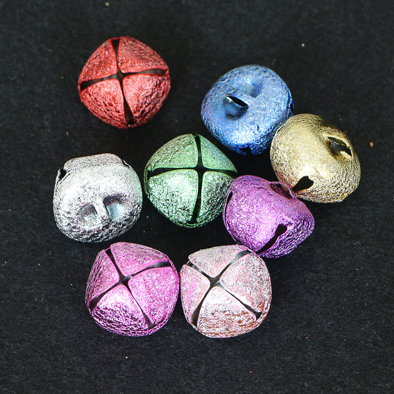 2cm Cross Frosted Color Small Bell Keychain Accessories Christmas Decoration Metal Iron Bell