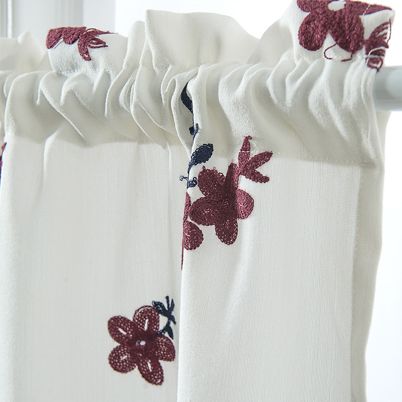 Factory sales finished curtain Foreign Trade short curtain polyester cotton embroidered curtain Amazon curtain cross-border finished product wholesale