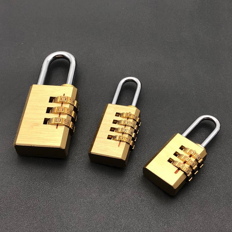 Brass mini luggage 4 wheel combination lock customs luggage locker small code wheel padlock factory direct sale