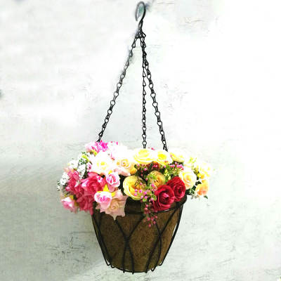 Factory direct straight bucket hanging basket European pastoral family home gardening green flower arrangement flower basket flower pot