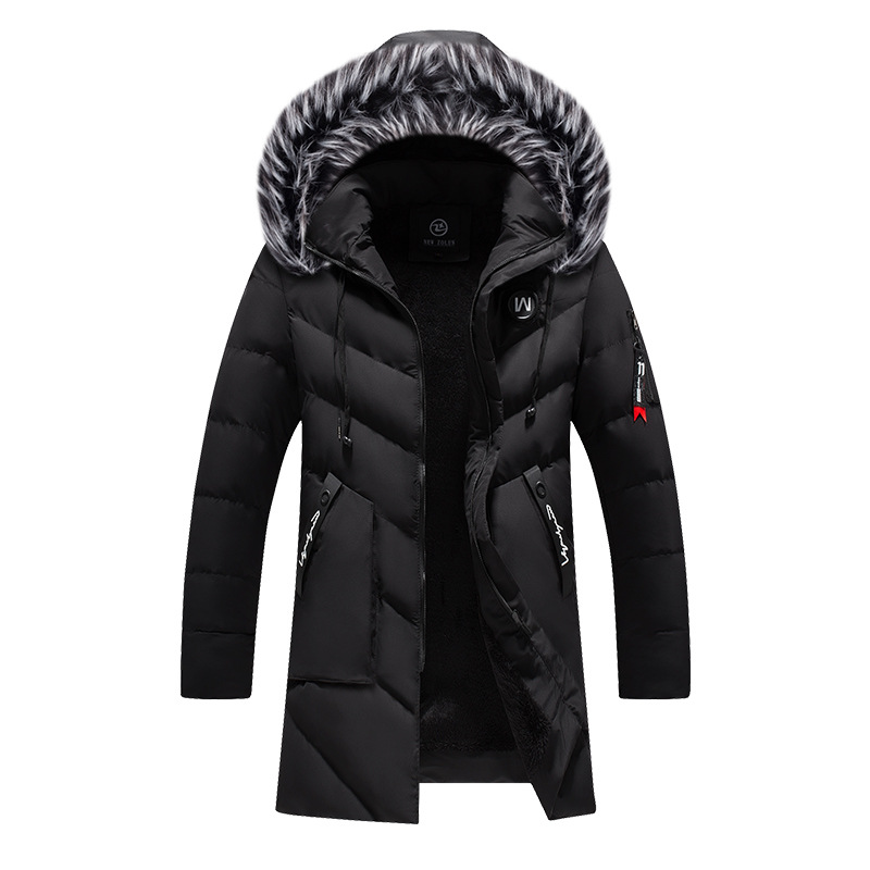 Amazon Winter Cotton-padded Long Thickened Cold-proof Warm Removable Cap Men's Slim-fit Casual Cotton-padded Coat