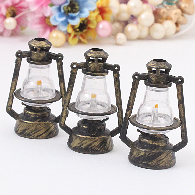 Bronze horse lantern Moss micro landscape ornaments simulation table lamp wind lamp fleshy flower oil lamp creative DIY accessories