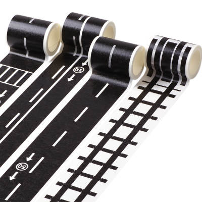 Children cartoon diy road rail transit and paper tape railway highway tape car train curve sticker