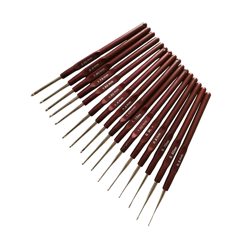 Knitting Tools Sweater Needles Thin Lace Crochet Hooks Set of 16 Pieces Full Set of Bags 0.5-2.5MM