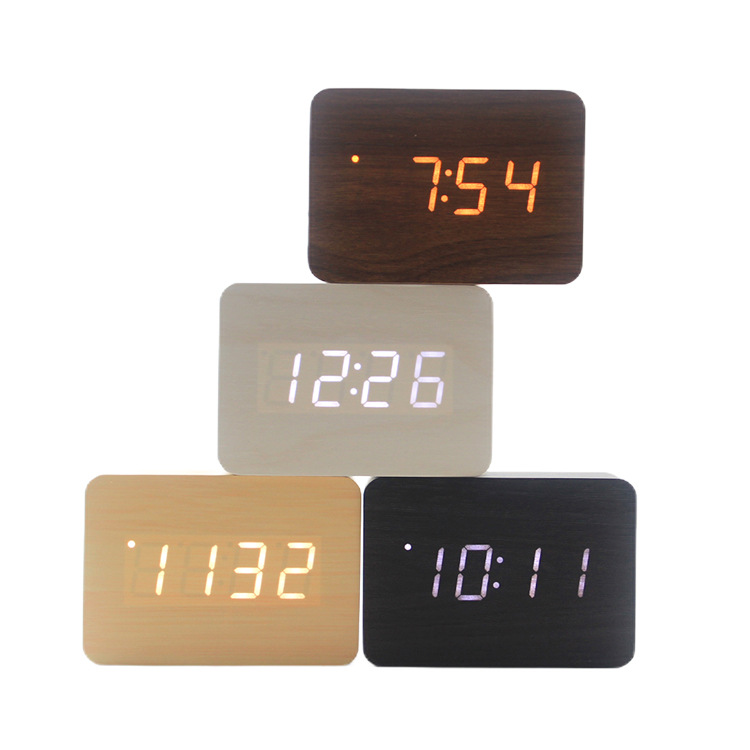 New electronic gifts children alarm clock creative led wooden clock multi-function mute clock manufacturers wholesale
