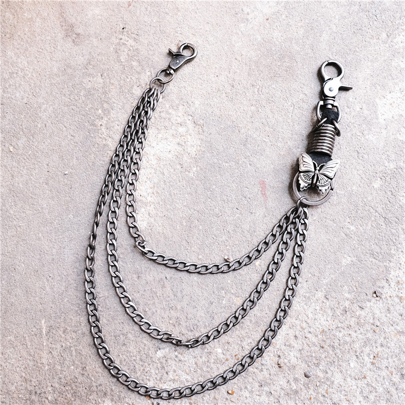 Vintage INS Wind butterfly shape disco creative hip hop trend leather plus metal pants chain waist chain wholesale
