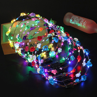 Ten lights ten flowers flash luminous Garland headdress headband LED light night market wholesale stall hot sale small toys children