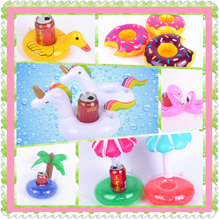 Spot PVC inflatable water supplies coaster inflatable water floating beverage cup holder cross border