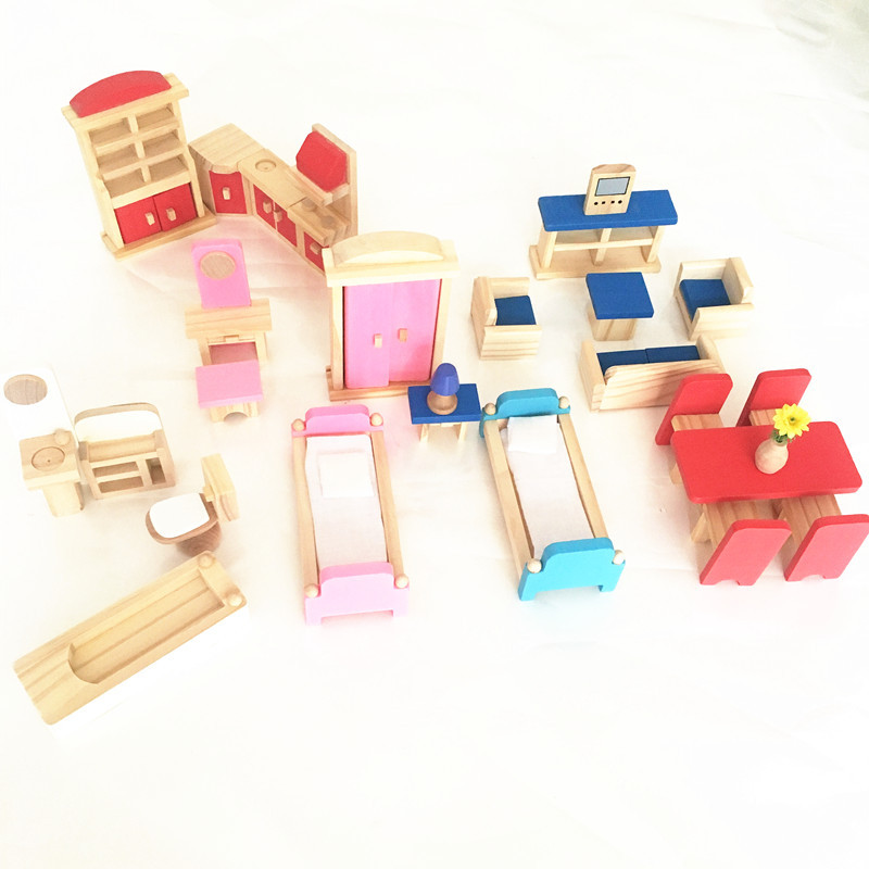 Factory Direct wooden simulation play house small furniture children's toy doll house decoration accessories role play