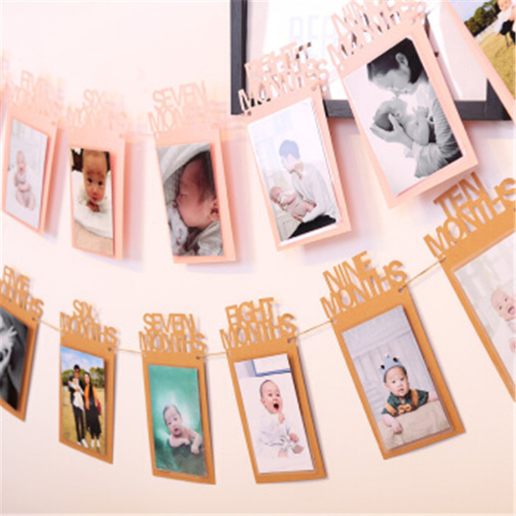 Baby Photo Frame Flag Birthday Decoration Memorial Background Wall Photo Flag Princess Baby Boy Party Decoration