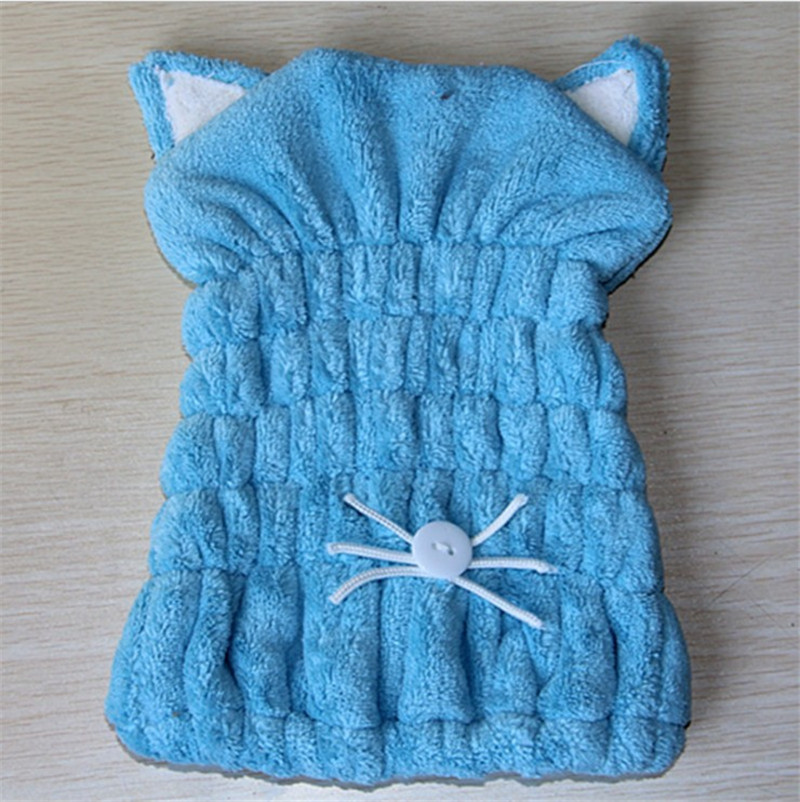 Korean Style Cat Ear Dry Hair Cap Shower Cap Super Absorbent Quick Drying Towel Coral Fleece Microfiber Dry Hair Cap