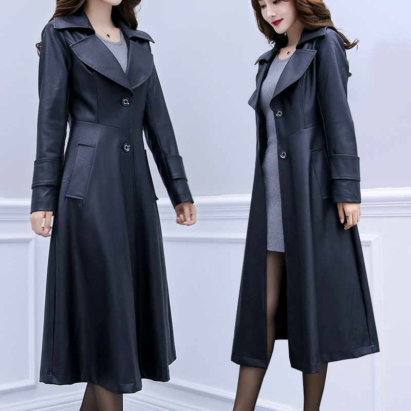 2023 Spring and Autumn new large size women's fur coat 200kg fat mm slim trench coat [real 1923]]