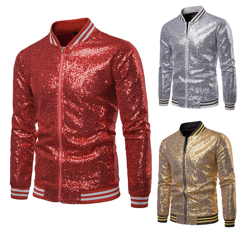 European and American Performance Dress Gold Sequin Suit Korean Suit Nightclub Men's Host MC Studio Jacket J27
