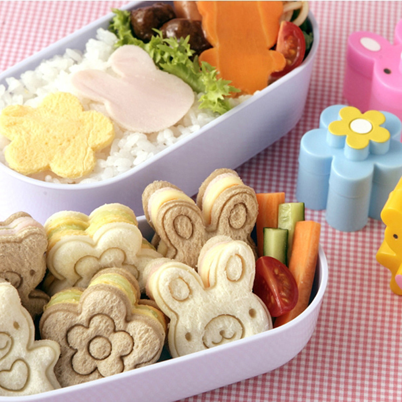 Cartoon Shape Bunny Bear Flower Sandwich Mold Set Bread Maker Biscuit Shape Embosser