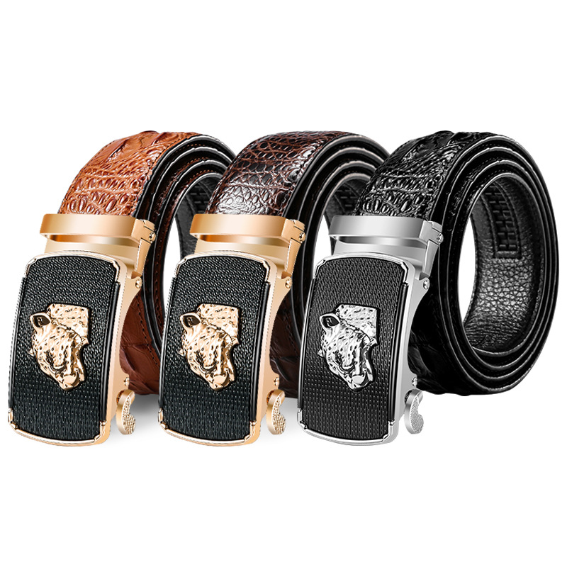 Men's Genuine Leather Belt Crocodile Pattern Belt Men's Belt Wholesale Automatic Buckle Belt Micro Factory Spot