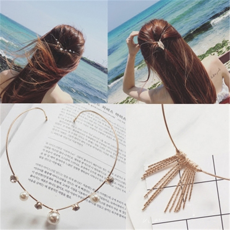 New style back-wearing hair curler hair accessories fashion sweet alloy rhinestone hair band bridal head accessories wholesale accessories