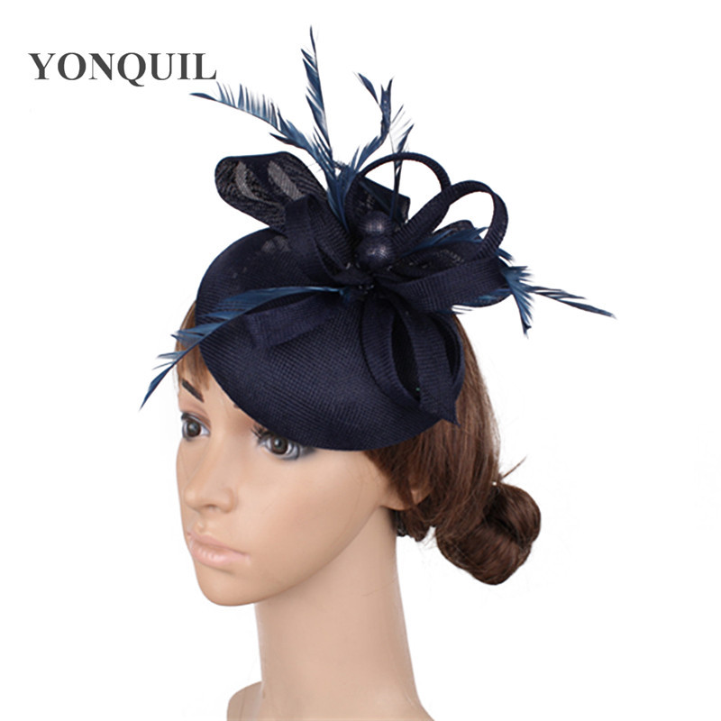 British retro linen gauze hat personal photo studio shooting feather hair accessories bride hat headdress celebrity hat accessories