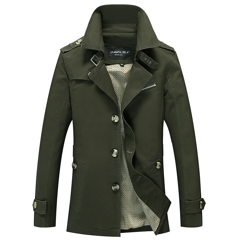 Amazon New Spring and Autumn Men's Jacket Long Youth British Fashion Slim Coat Men's Wholesale