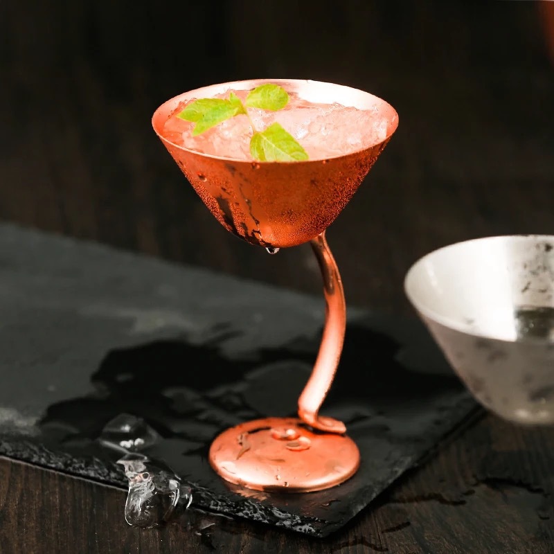 Stainless Steel Cocktail Cup Martini Cup Copper Plated Stainless Steel 304 Rose Gold Wine Cup Bar Supplies 150ml