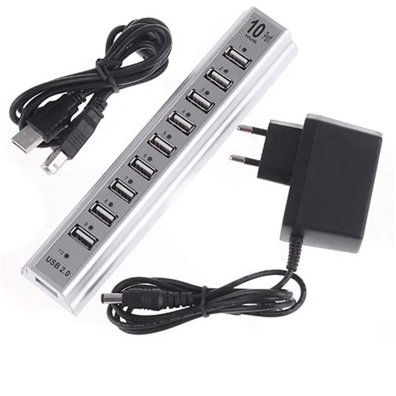 USB splitter, 10-port USB HUB 10-bit USB splitter with power supply 10-hole USB HUB