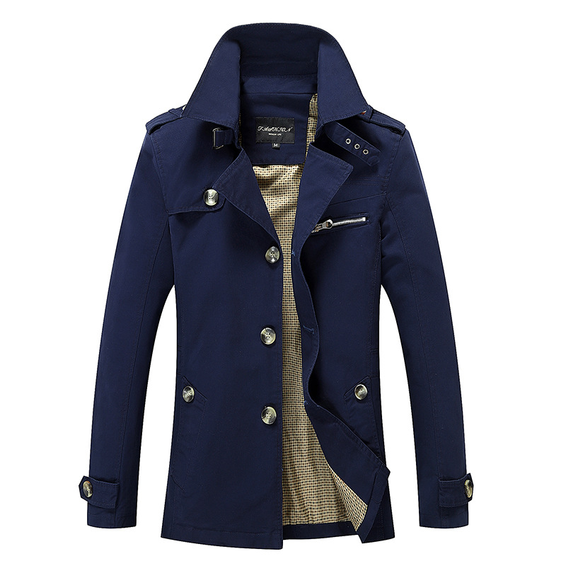Amazon New Spring and Autumn Men's Jacket Long Youth British Fashion Slim Coat Men's Wholesale
