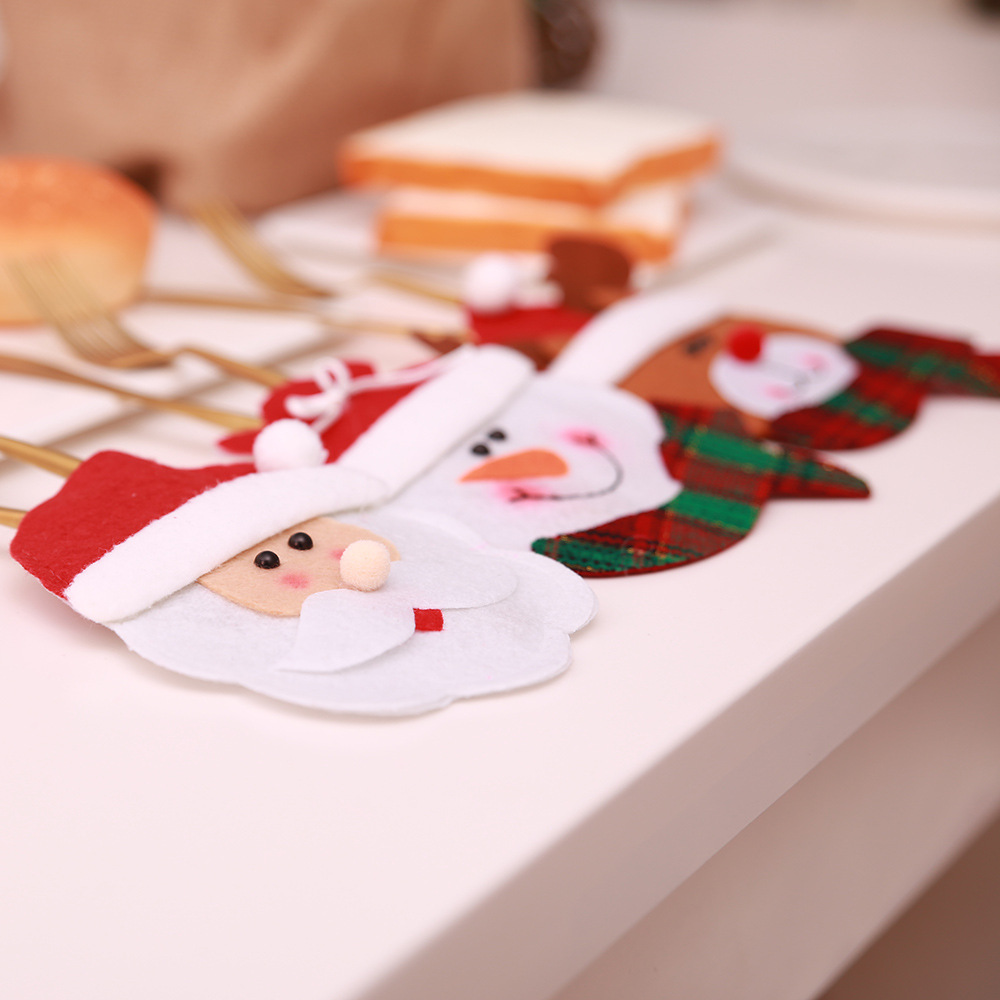 Kerstmis Nieuwe Kerst Decoratieve Eettafel Mes en Vork Set Creatieve Cartoon Servies Set Kerstman Mes en Vork Tas_voghion.com