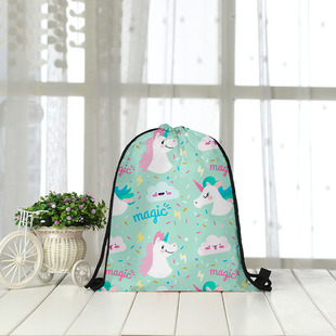 2024 New backpack bag unicorn shopping storage drawstring 3D digital printing drawstring bag wholesale