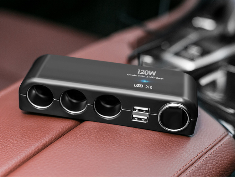Hot Selling One to Four Car Power Supply Dual USB Car Charger One to Four Car Cigarette Lighter Power Distributor