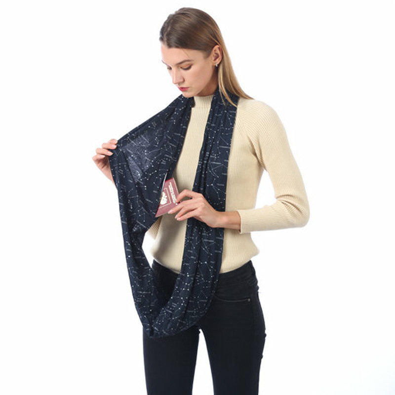 Spot Europe and the United States hot pocket scarf star scarf zipper pocket scarf unlimited infinity scarf