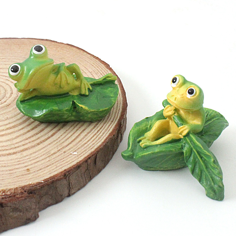 Frog Moss Micro Landscape Ornaments Cake Jewelry Fleshy Flower Leaves Frog Creative Small Ornaments DIY Material