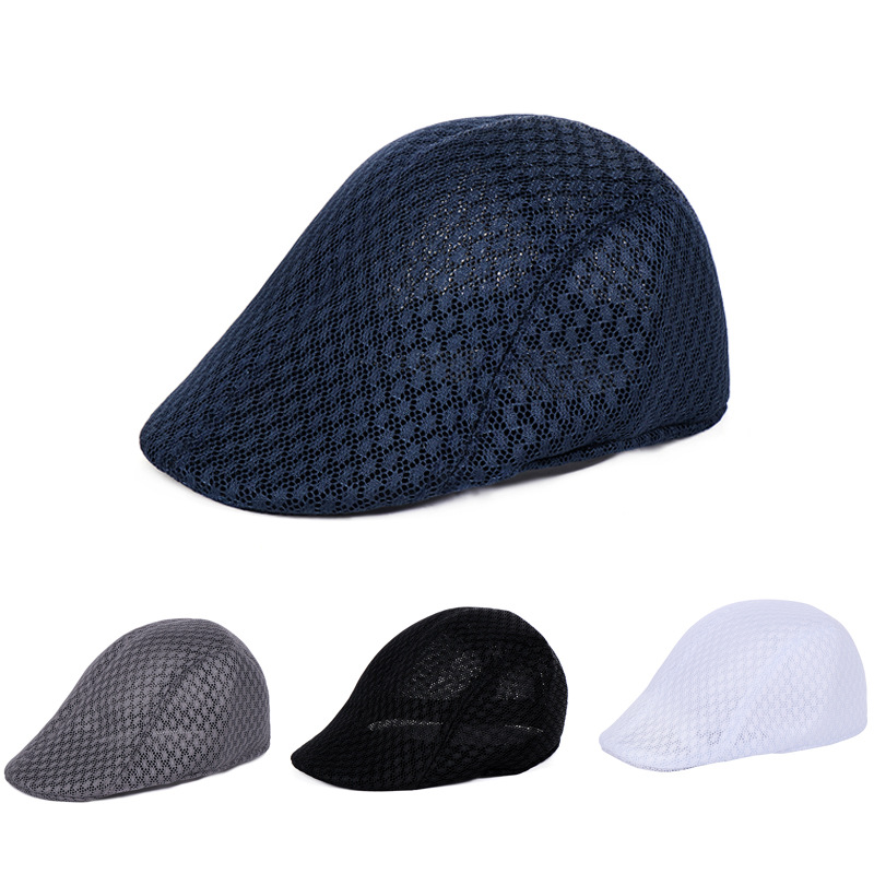 Hat wholesale Korean men and women beret solid color hollow mesh cap forward cap breathable summer sun hat