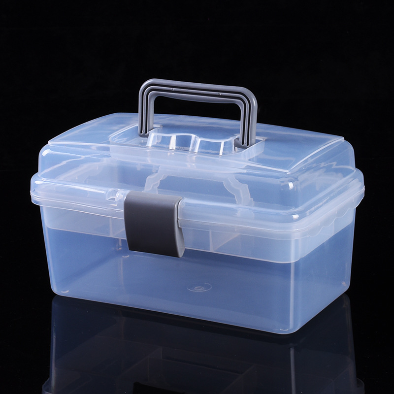 Plastic art nail art transparent toolbox three-layer portable hardware storage box household medicine box can be set wholesale