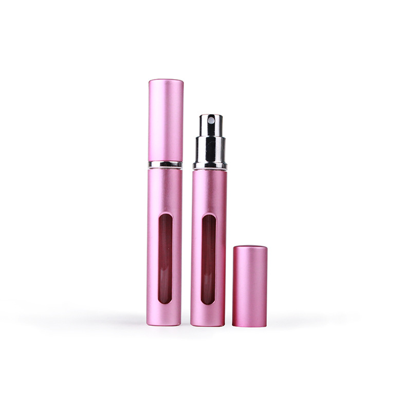In stock 5ml perfume sub-packaging spray bottle aluminum electrochemical portable cosmetic flat head slender tube removable empty bottle