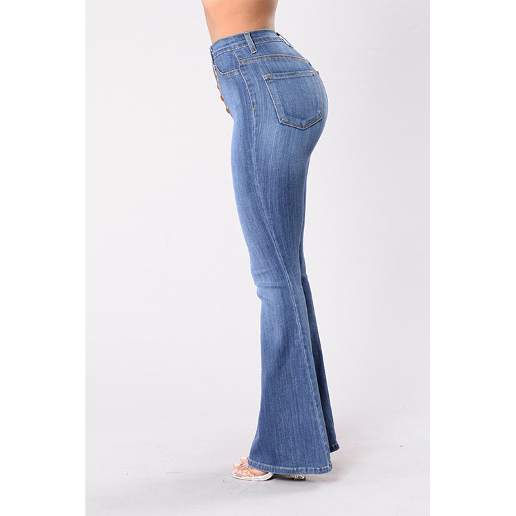 Spot direct purchase wish eBay cross-border European and American women's jeans high waist nail buckle wide leg jeans women