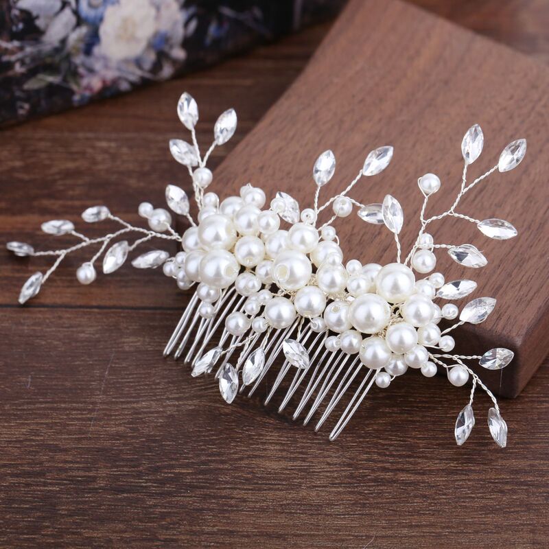 花嫁の結婚式の髪飾り手作り真珠の花にドリルを入れて櫛をつけてebayを越えて爆発させた|undefined