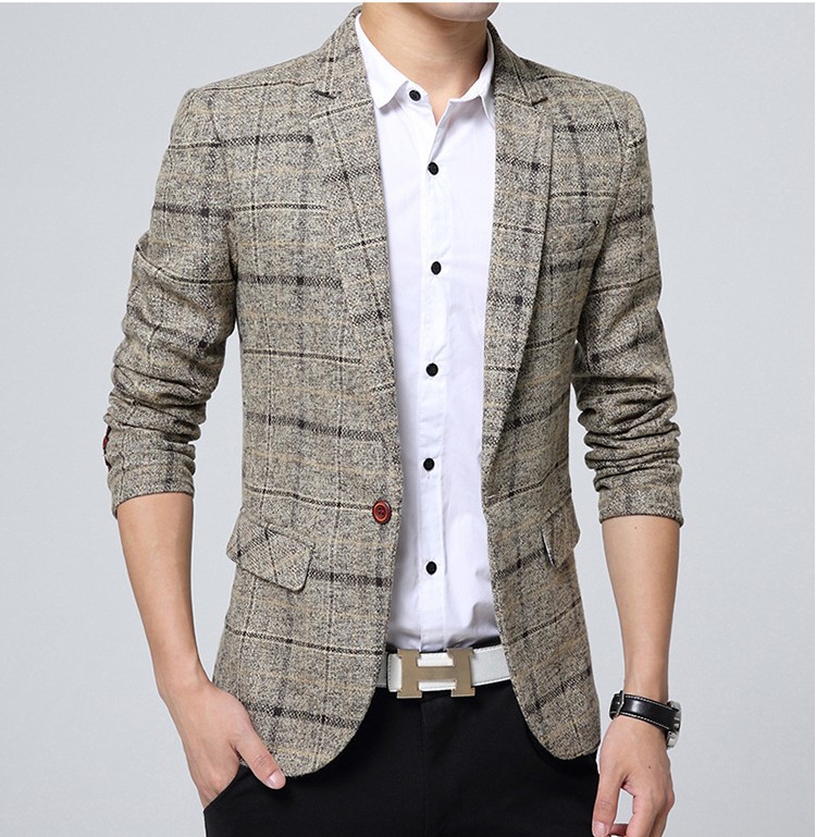 Spring Boys Autumn and Winter British Houndstooth Casual Suit Men's Slim Top Korean Style Small Single Suit Jacket