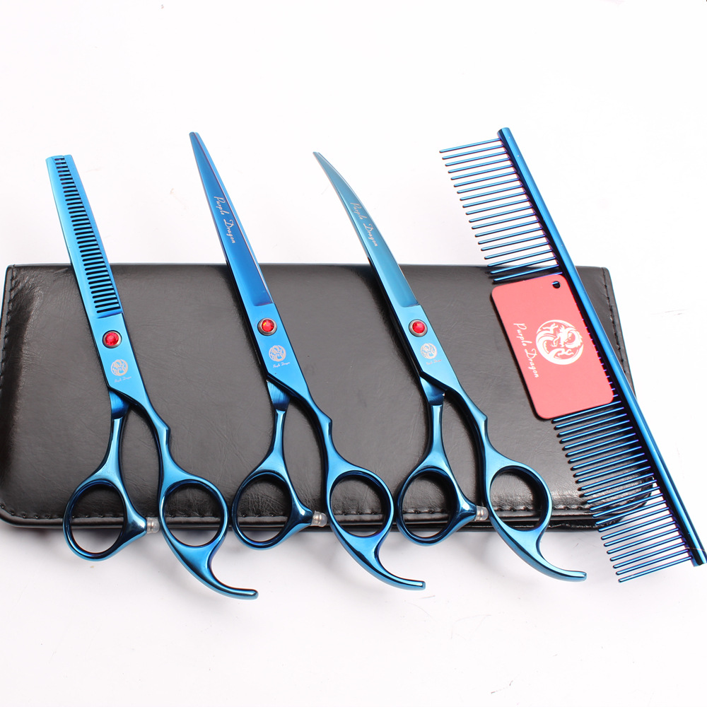 Purple Dragon 7-inch hand pet scissors dog hair trimming scissors curved scissors straight scissors flat scissors tooth scissors thinning scissors beauty suit